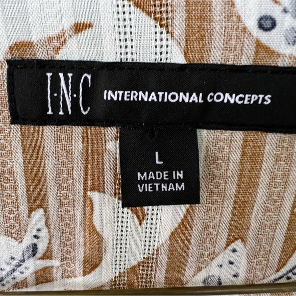 Men's Regular-Fit Floral-Print Popover Camp Shirt, Created for Macy's SIZE LARGE - Picture 3 of 8